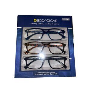 Body Glove Reading Glasses NEW +2.00 Three Pair Mens Unisex